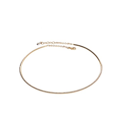 COLLANA CHOCKER SEMIRIGIDA IN ORO ROSA CON DIAMANTI - 75344228