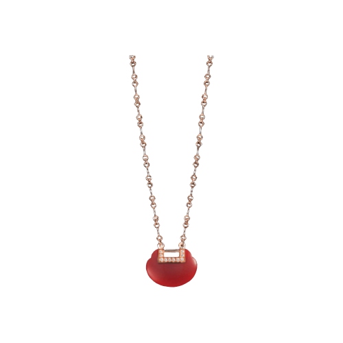 COLLANA YU YI IN  ORO ROSA CON DIAMANTI E AGATA - MODELLO MEDIO - AA-020-NL-RGDRA - YY-020-NL-RGDRA