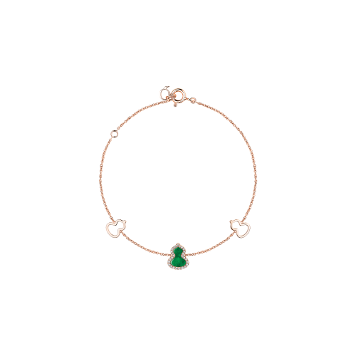 BRACCIALE PETITE WULU IN ORO ROSA CON DIAMANTI E GIADA - WU-BR0001C-RGDGJE - WUBPT1BRGJE