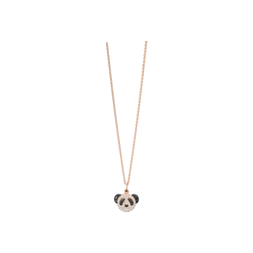 COLLANA PETITE BO BO IN ORO ROSA CON DIAMANTI BIANCHI E DIAMANTI NERI - BBF-NL0011A-RGDBD - BBF-NL0011A-RGDBD