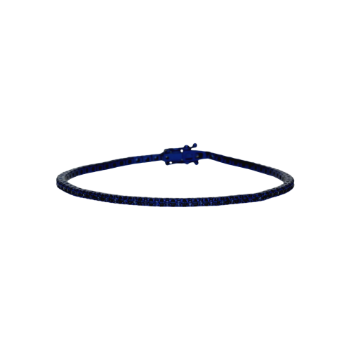 Bracciale tennis in oro nero rodiato blu  ezaffiri blu taglio brillante - cm 19 - BR01V/ZFB 1F73