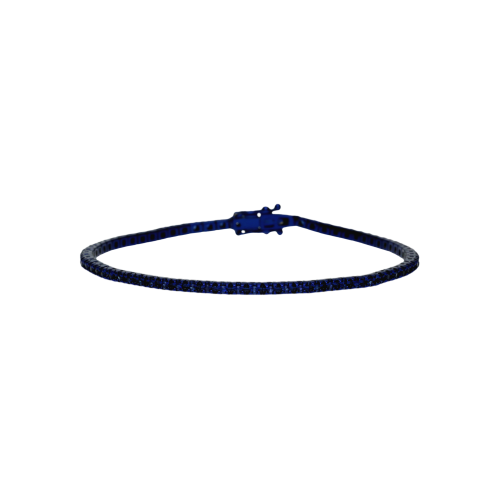 Bracciale tennis in oro nero rodiato blu  ezaffiri blu taglio brillante - cm 19