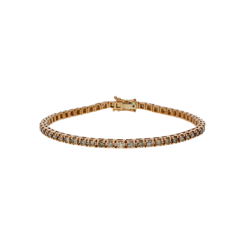 Bracciale tennis in oro rosa 18 carati e diamanti brown taglio brillante