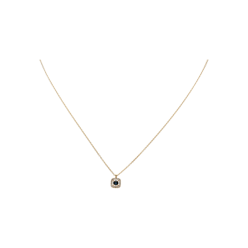 COLLANA GIROCOLLO IN ORO ROSA CON PENDENTE IN ZAFFIRO BLU E DIAMANTI - 32861263