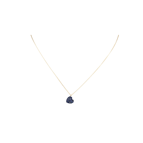 COLLANA  IN ORO ROSA CON CUORE IN PAVÉ DI ZAFFIRI BLU - 20175195