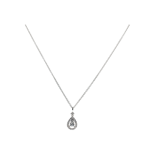 COLLANA GIROCOLLO IN ORO BIANCO CON PENDENTE GOCCIA IN DIAMANTI BIANCHI - 04449028