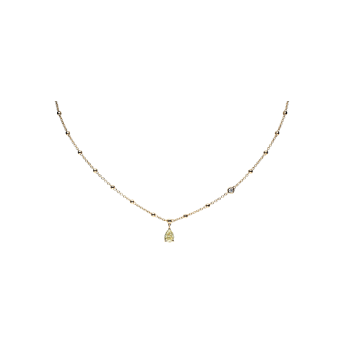 COLLANA GIROCOLLO IN ORO ROSA CON DIAMANTE FANCY YELLOW E DIAMANTE BIANCO - 71108234