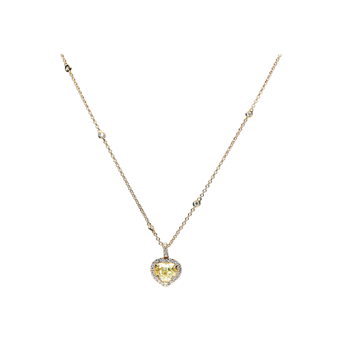 COLLANA GIROCOLLO IN ORO ROSA CON CUORE IN DIAMANTE FANCY YELLOW E DIAMANTI BIANCHI - 97585308