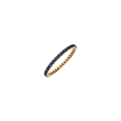 ANELLO VERETTA IN ORO ROSA E ZAFFIRI BLU - FA1060-16R008N