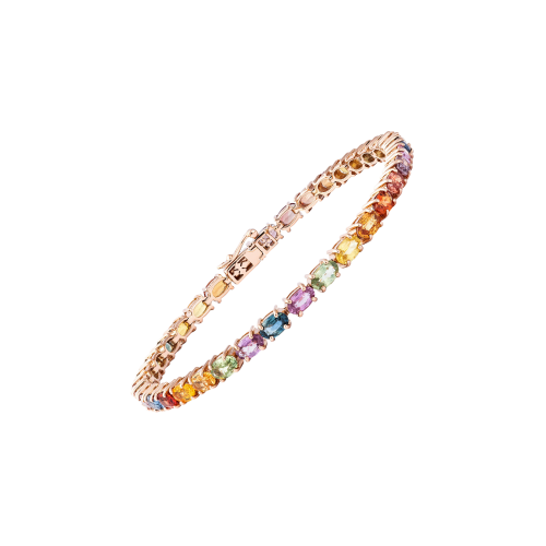 BRACCIALE TENNIS IN ORO ROSA CON ZAFFIRI MULTICOLOR - AB1660