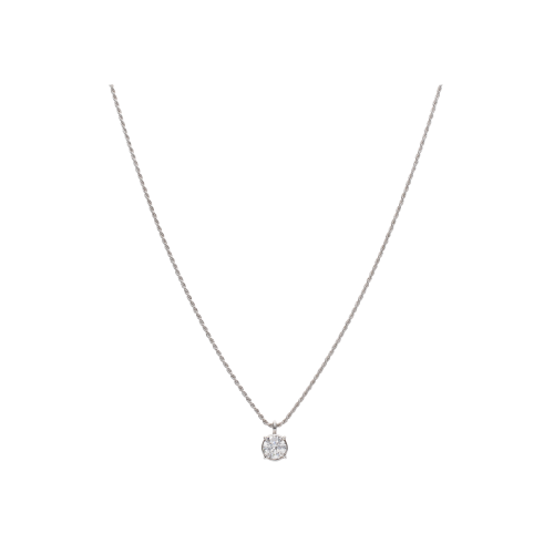 COLLANA PUNTO LUCE IN ORO BIANCO CON DIAMANTE SOLITARIO CERTIFICATO GIA - BAC006