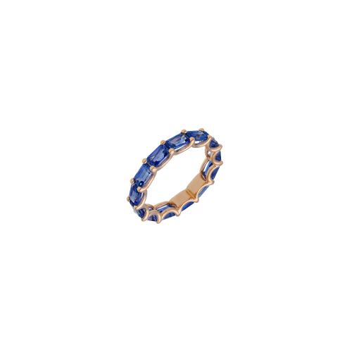 ANELLO VERETTA IN ORO ROSA E ZAFFIRI BLU - 3R00248SBP