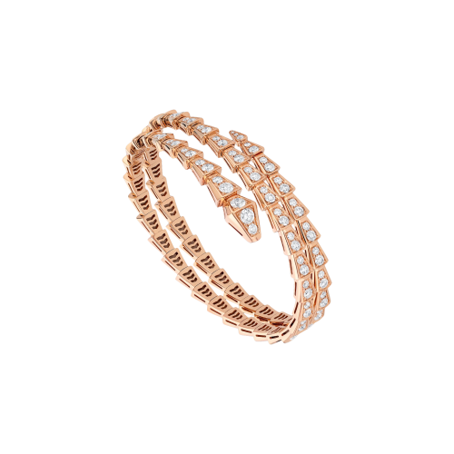 BRACCIALE SERPENTI VIPER A DUE SPIRALI IN ORO ROSA CON PAVÈ DI DIAMANTI