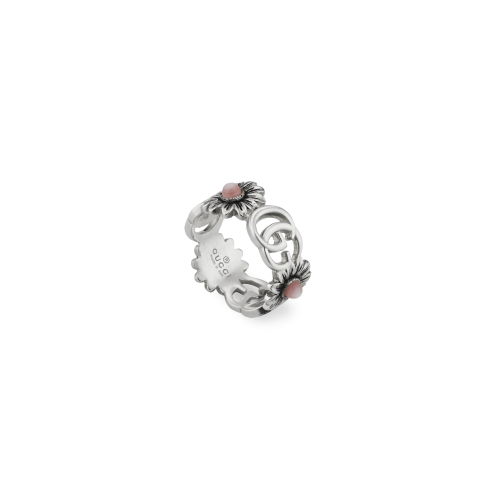 ANELLO GUCCI GG MARMONT CON FIORI E DOPPIA GG - YBC5273940020