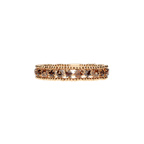 Bracciale elastico in argento placcato rosÈ e tormalina marrone