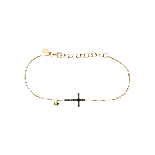 Bracciale Croce in oro rosa e diamanti neri - BRL6034RNN