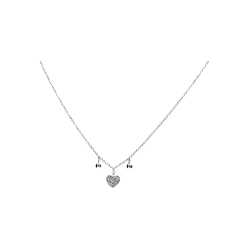 COLLANA GIROCOLLO IN ORO BIANCO CON PENDENTE CUORE IN PAVÈ DI DIAMANTI - C054/16-B