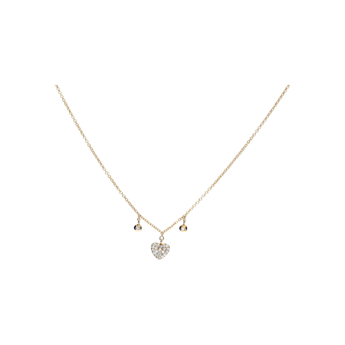 COLLANA GIROCOLLO IN ORO ROSA CON PENDENTE CUORE IN PAVÈ DI DIAMANTI - C054/16-R