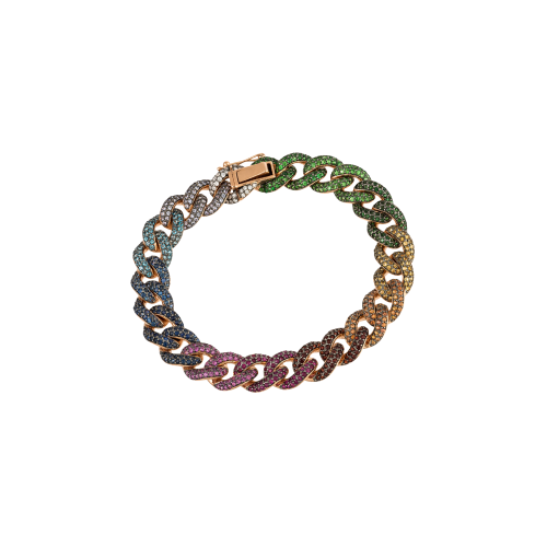 BRACCIALE GROUMETTE RAINBOW IN ORO ROSA E ZAFFIRI MULTICOLOR - AB2165/MCS