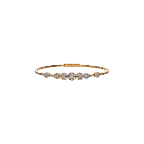 BRACCIALE BANGLE FIORI IN ORO ROSA  E DIAMANTI - P12550.R