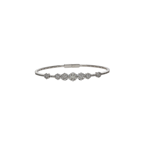 BRACCIALE BANGLE FIORI IN ORO BIANCO CON DIAMANTI - P12550.B