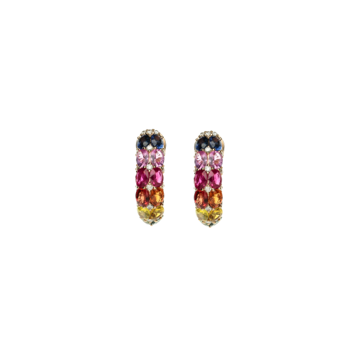 ORECCHINI RAINBOW IN ORO ROSA CON ZAFFIRI MULTICOLOR E DIAMANTI - KE1182/MS