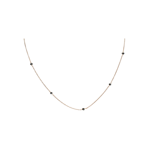 COLLANA GIROCOLLO IN ORO ROSA CON DIAMANTI NERI - 0002099000R