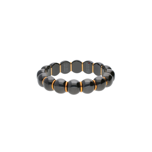 BRACCIALE AURA DAMA PICCOLO IN CERAMICA NERA LUCIDA E BARRETTE IN CERAMICA ROSA - AU9D4PRBN