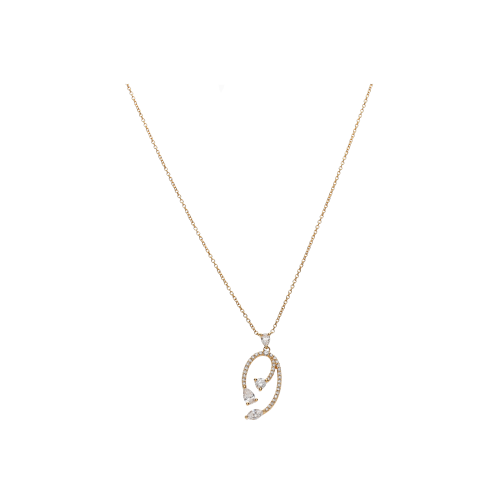 COLLANA RAMI IN ORO ROSA CON DIAMANTI - VN28561DP