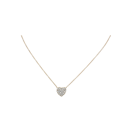 COLLANA GIROCOLLO IN ORO ROSA CON CUORE IN PAVÈ DI DIAMANTI BIANCHI - VN26694DP