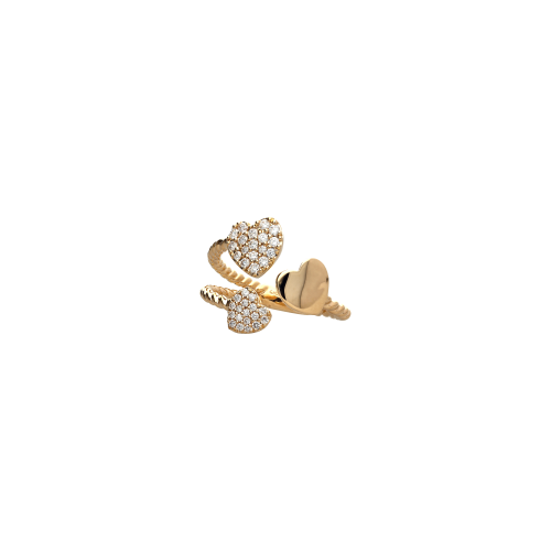 ANELLO CON CUORI IN ORO ROSA E PAVÈ DI DIAMANTI - VR26613DP