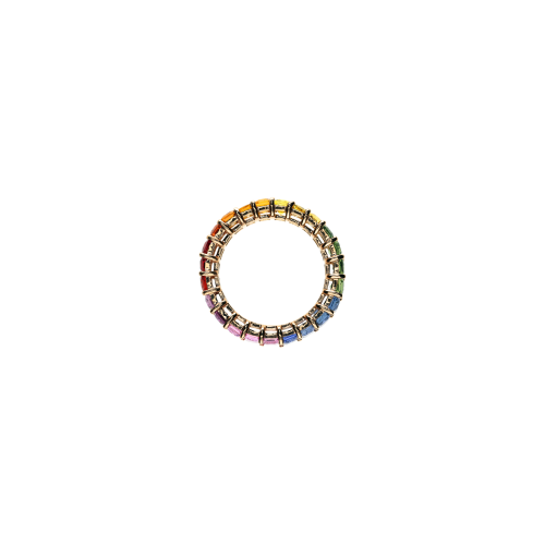 ANELLO VERETTA RAINBOW IN ORO ROSA CON ZAFFIRI MULTICOLOR - AR2418/MCS