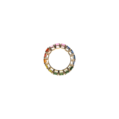 ANELLO VERETTA RAINBOW IN ORO ROSA CON ZAFFIRI MULTICOLOR - AR2374/MCS