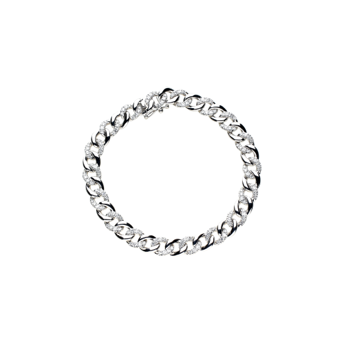 BRACCIALE IN ORO BIANCO GROUMETTE CON DIAMANTI - 234-5637-OB