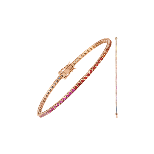 BRACCIALE TENNIS RAINBOW IN ORO ROSA CON ZAFFIRI MULTICOLOR - AB0202/RB