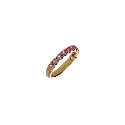 ANELLO VERETTA A MEZZO GIRO IN ORO ROSA E ZAFFIRI ROSA - FA1116R009