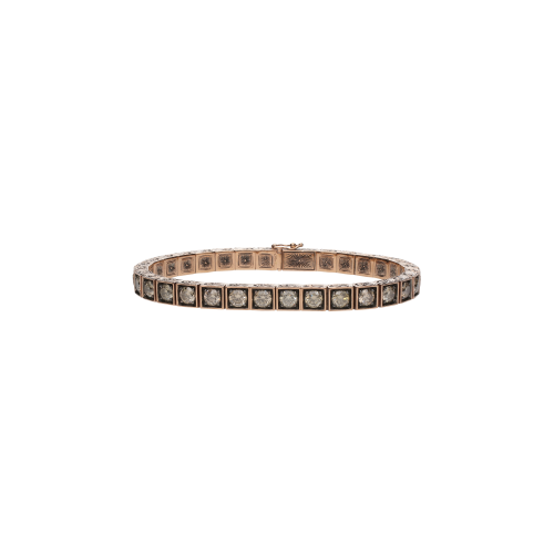 BRACCIALE TENNIS IN ORO ROSA CON DIAMANTI BROWN - VB26536DBP09