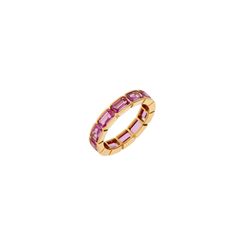 ANELLO VERETTA A GIRO INTERO IN ORO ROSA CON ZAFFIRI ROSA - KR1185