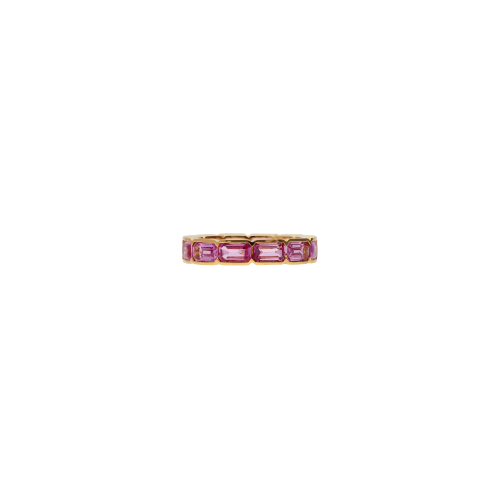 ANELLO VERETTA A GIRO INTERO IN ORO ROSA CON ZAFFIRI ROSA - KR1185