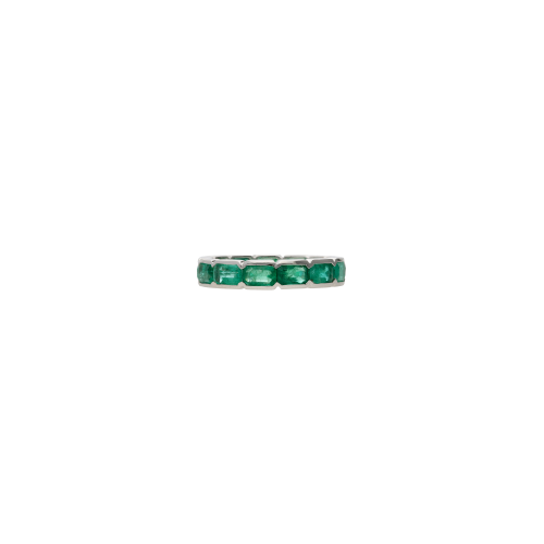 ANELLO VERETTA A GIRO INTERO IN ORO BIANCO E SMERALDI - KR1185/EM