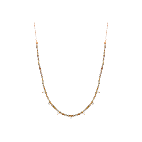 COLLANA IN ORO ROSA CON DIAMANTI BROWN E DIAMANTI BIANCHI - VN29000DBP