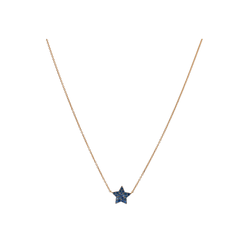 COLLANA GIROCOLLO IN ORO ROSA CON STELLA IN PAVÈ DI ZAFFIRI BLU - VN266992SBLP