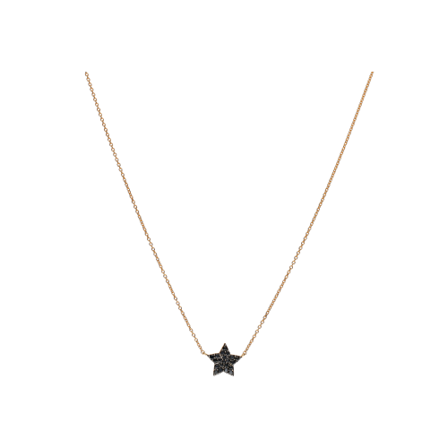 COLLANA GIROCOLLO IN ORO ROSA CON STELLA IN PAVÈ DI DIAMANTI NERI - VN26692DKP