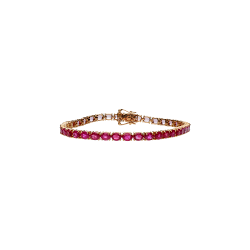 BRACCIALE TENNIS IN ORO ROSA CON RUBINI E ZAFFIRI ROSA - KB1073/RU/P