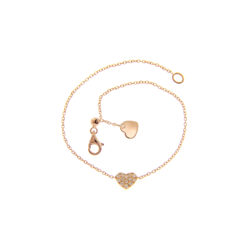 BRACCIALE CUORE IN ORO ROSA CON PAVÉ DI DIAMANTI - BABR049