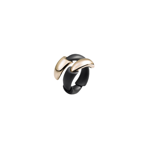 ANELLO CALLA MIDI IN TITANIO NERO E ORO ROSA - T01652A161