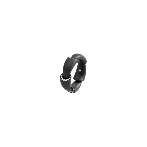 ANELLO CALLA IN TITANIO NERO DIAMANTI 5 GHIERE