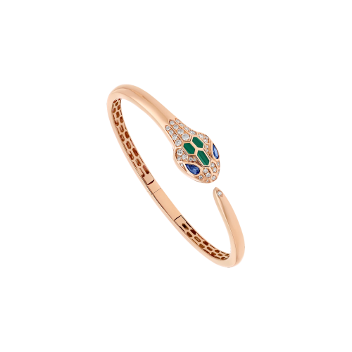 BRACCIALE SERPENTI IN ORO ROSA CON DIAMANTI, ZAFFIRI E MALACHITE - BR858586 - BR858586