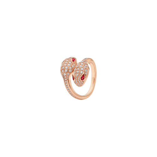 ANELLO SERPENTI SEDUTTORI IN ORO ROSA CON DIAMANTI E RUBELITE - AN859033 - AN859033