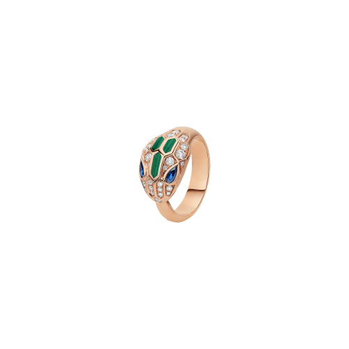 ANELLO SERPENTI IN ORO ROSA CON DIAMANTI, ZAFFIRI E MALACHITE - AN858587 - AN858587